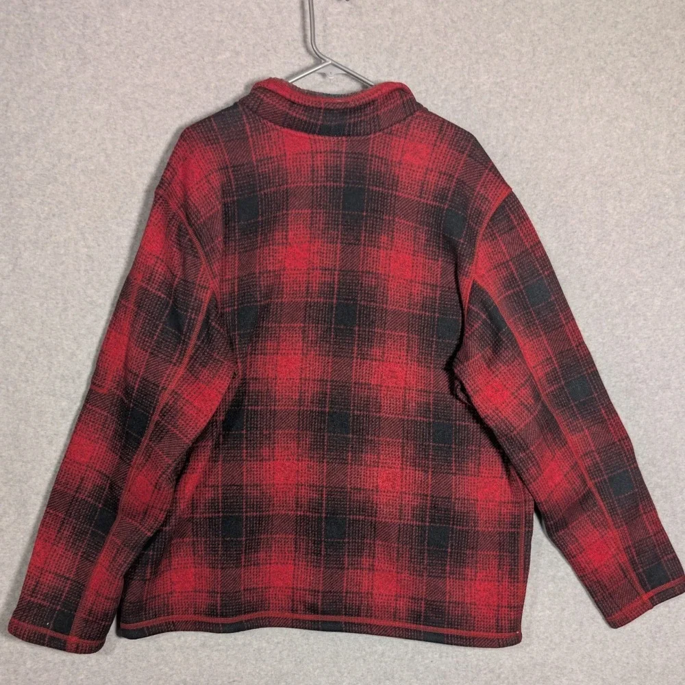 The North Face Sweater Quarter Zip Pullover Mens XXL Red Plaid Fleece Lumberjack